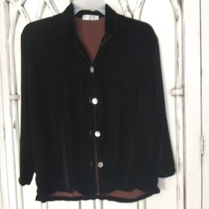 Rayon/silk velvet shirt jacket